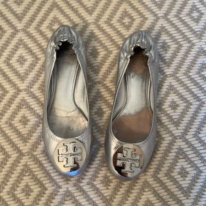 Tory Burch silver ballet flats